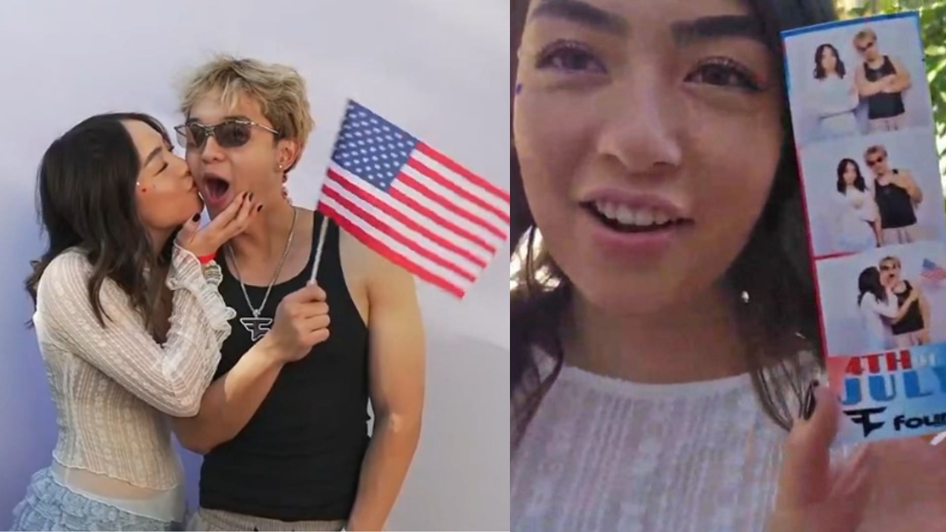Sakura gives Jason a kiss at the FaZe Clan party (Images via @SwampFlex, @appleonfiree/X)
